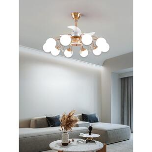 北欧吊扇灯隐形客厅卧室吸顶风扇灯简约餐厅灯带电风扇吊灯一体