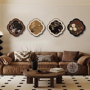 中古风客厅装饰画梅兰竹菊走廊过道组合挂画复古入户玄关灯壁画