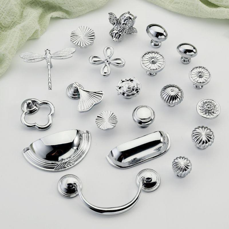 法式轻奢银色拉手创意黄铜银杏叶拉手复古儿童柜门橱柜抽屉门把手,基础建材,小拉手,淘宝优惠券,粉丝福利购,淘宝优惠卷