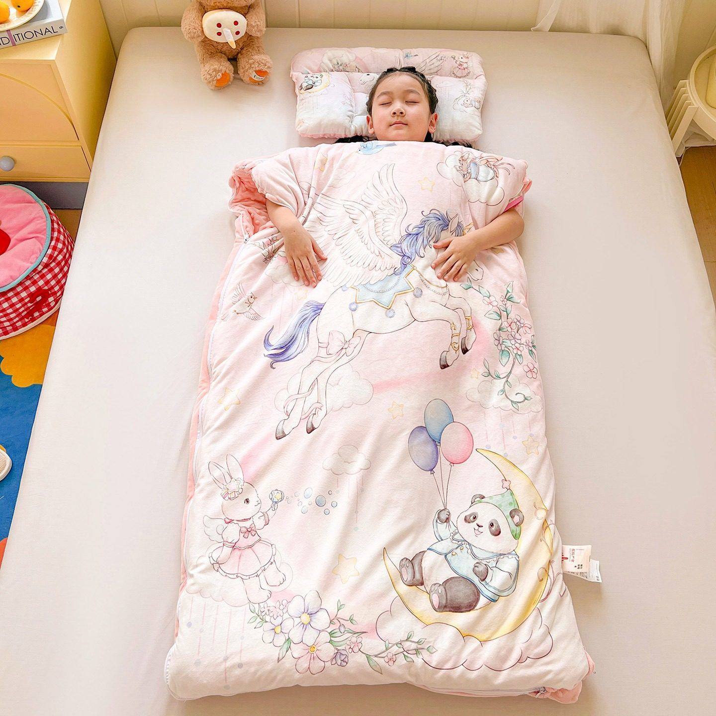 ins风手绘新款A类绒小环抱防踢被睡袋幼儿园儿童防着凉豆豆被,婴童用品,睡袋/防踢被,淘宝优惠券,粉丝福利购,淘宝优惠卷
