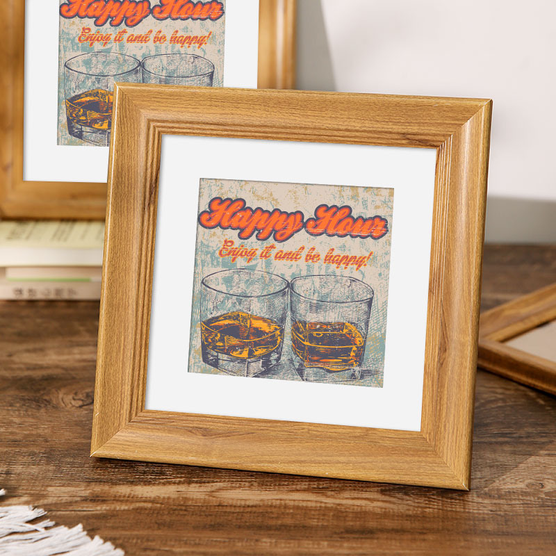 美式复古正方形画框装裱油画棒保存木质相框摆台Q挂墙20迷你小框