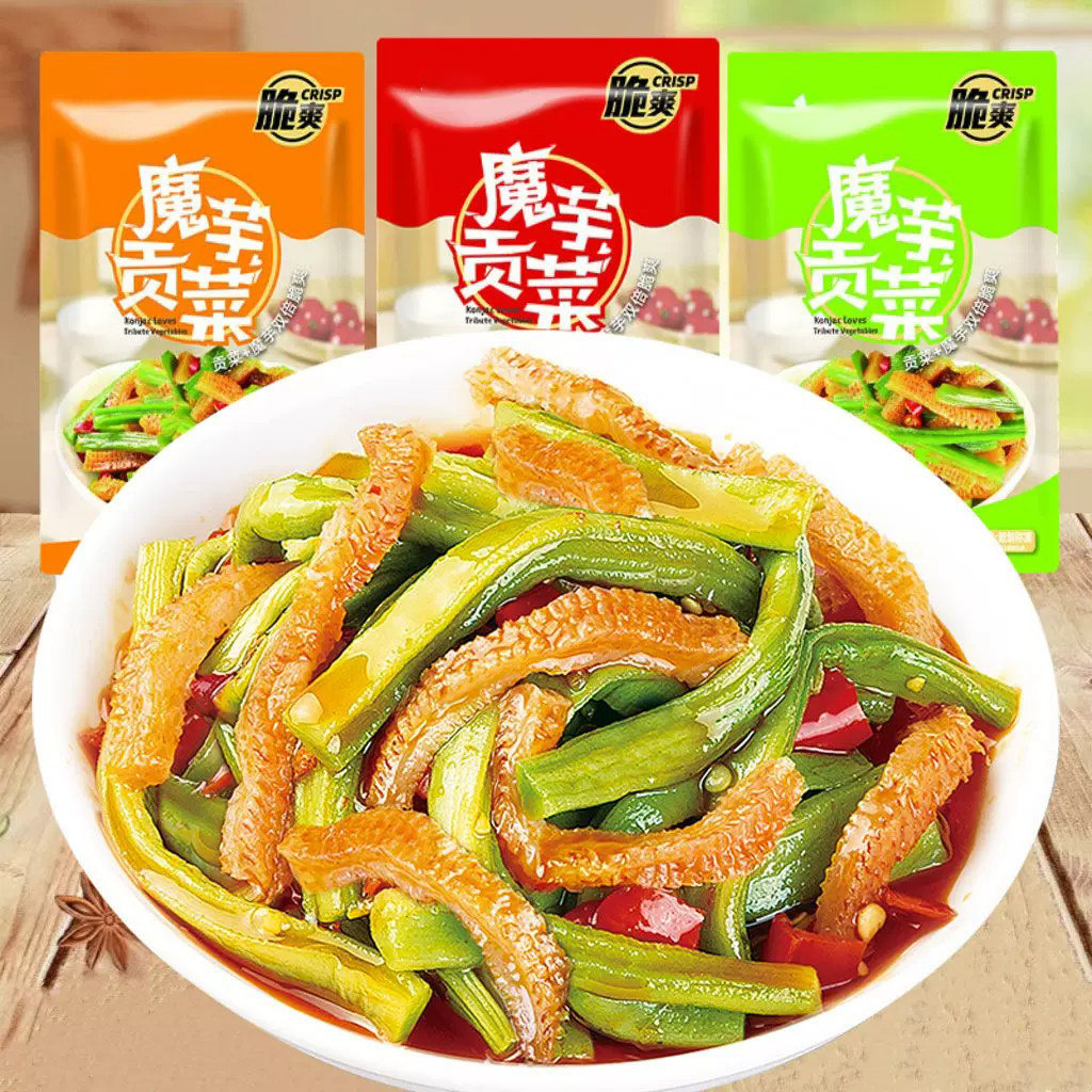 魔芋贡菜开袋即食香辣贡菜魔芋爽宿舍追剧解馋小零食网红食品批发