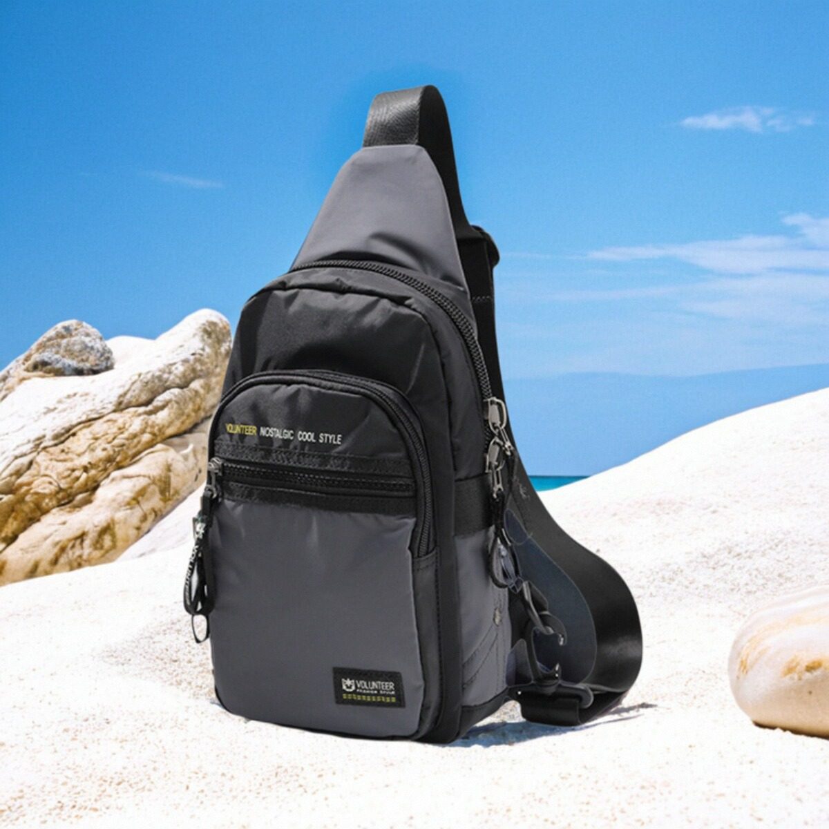 潮牌男士胸包迷你小背包斜挎包运动休闲胸包男款帆布包轻便多口袋