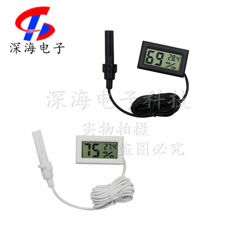 嵌入式数显温湿度计 传感器测试表带线黑白浴缸 FY-12 液晶温湿计