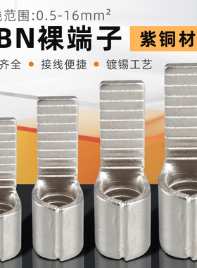DBN紫铜插片型冷压接线端子插针形线耳铜鼻子1.25/2/5.5-10/14/18