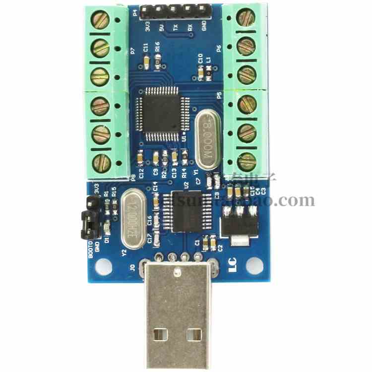 USB接口10路通道 12Bit位AD采样 数据采集 STM32 UART通信ADC模块