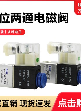 二位二通电磁阀2V025-08电磁气阀AC110V一进一出阀DC24V开关阀OLK