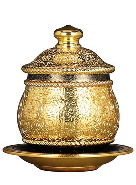 现货速发鎏金供水杯纯铜供杯招财供佛杯净水杯道家财神圣水杯招财