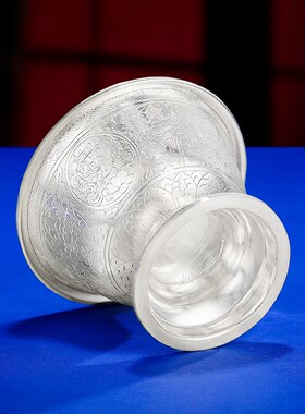现货速发S0高脚供水碗供水杯手工八宝银供碗供杯杯大号单只12cm
