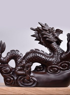 现货速发黑檀木雕刻龙摆件动物十二生肖龙实木头家居装饰红木手工