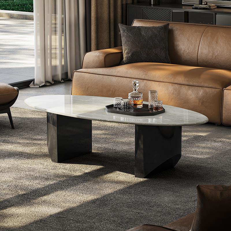 意式天然微石约茶几椭圆形晶家用现代端00087551简轻奢高大理石茶