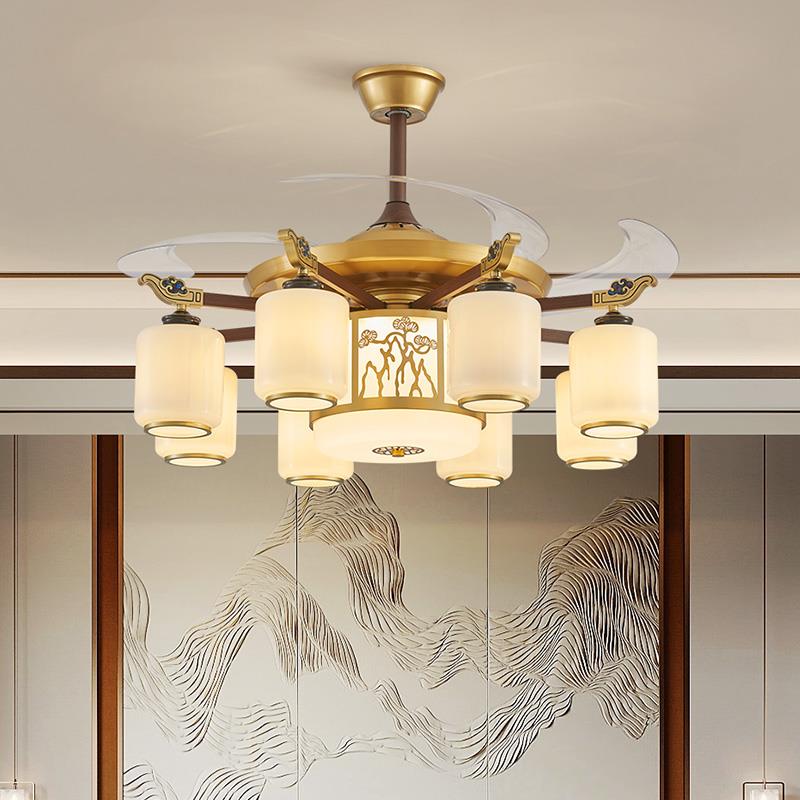 新中式客集吊厅扇灯地下隐形成电灯餐厅灯中式店酒箱式吊MALKENT\