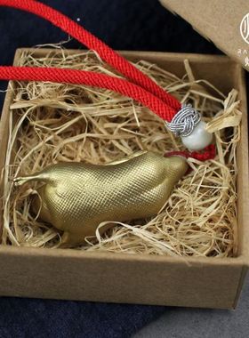 实心黄铜烤鸭挂件铜工艺品富得流油小烤鸭把玩件收藏手把件礼品