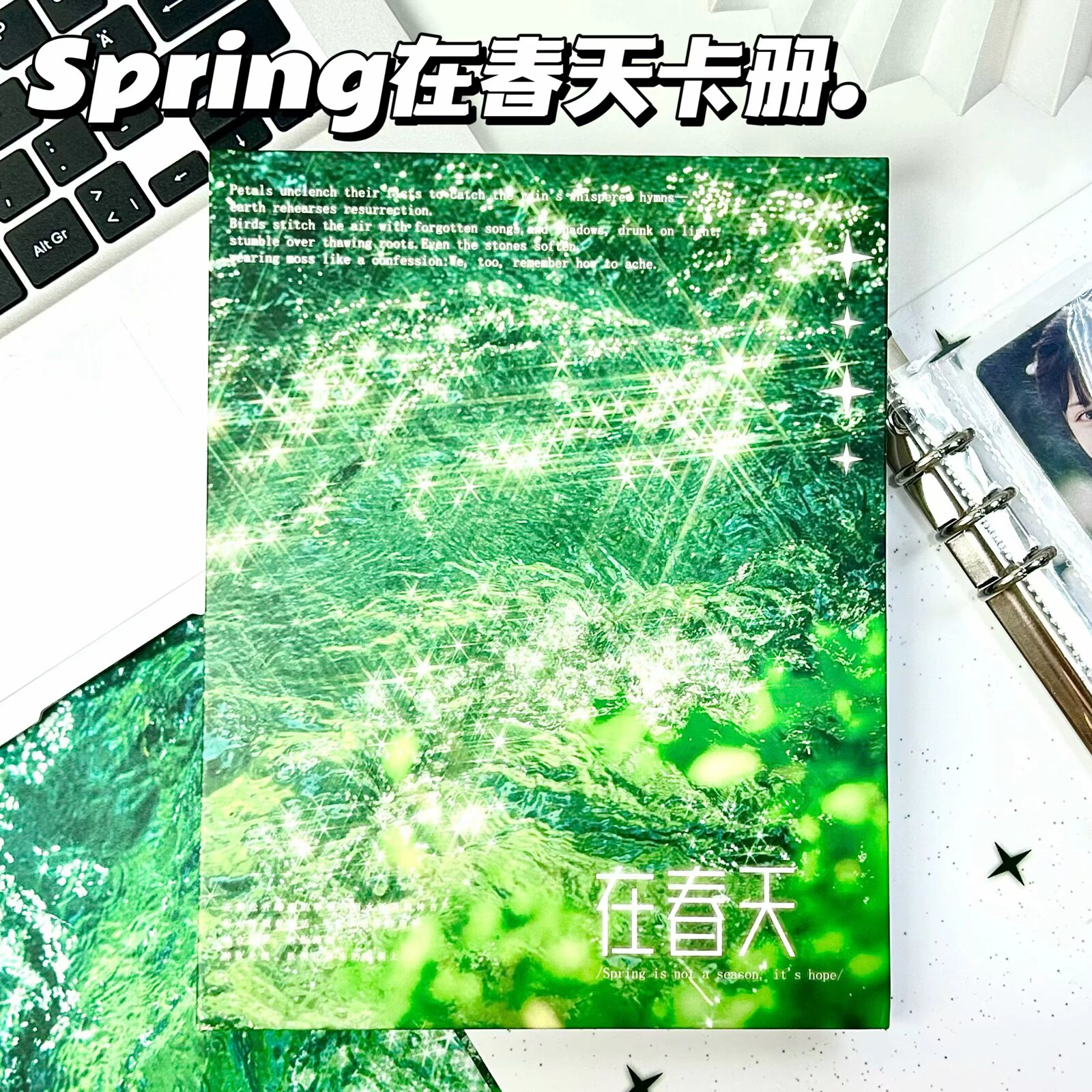 原创相框在春天风景卡册A5四宫格白夹小卡收纳册拍立得相册3寸ins