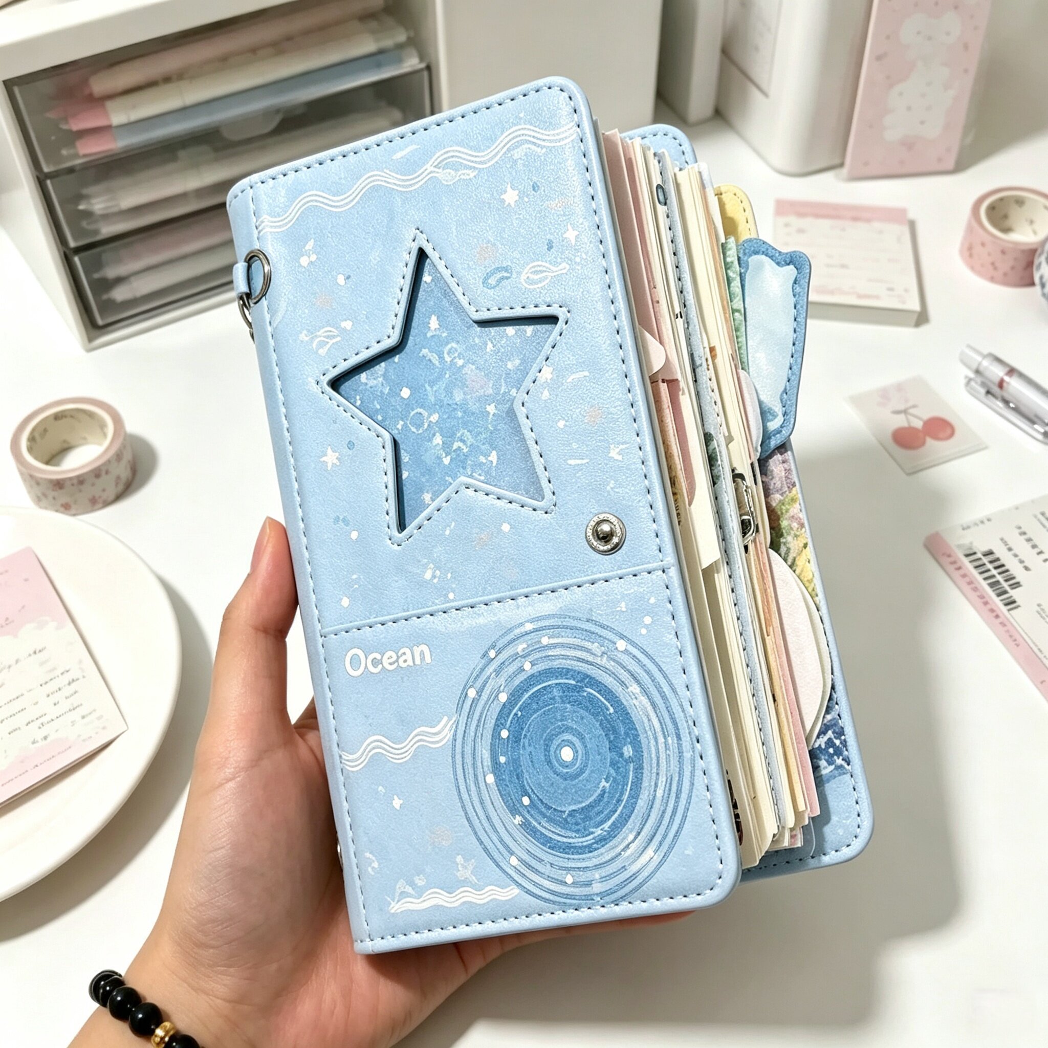 开学用品可爱蓝色星星空活页本a6