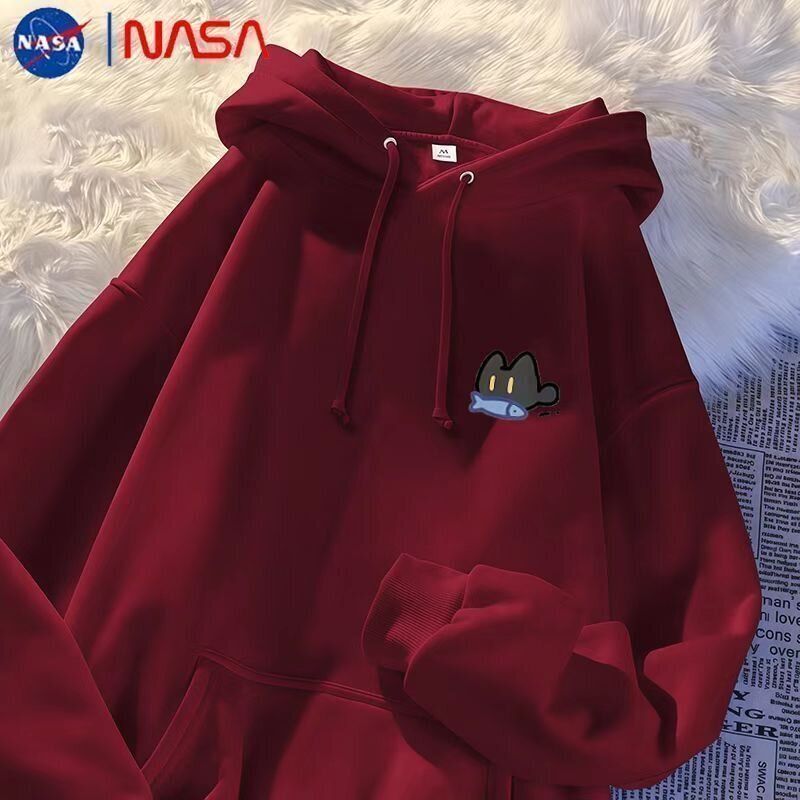 NASA联名帽卫衣男女时尚摸鱼猫咪涂鸦秋冬宽松时尚百搭休闲外套
