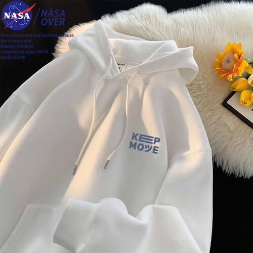NASA联名连帽卫衣男士高街韩版创意设计感字母潮流秋冬季加绒加厚