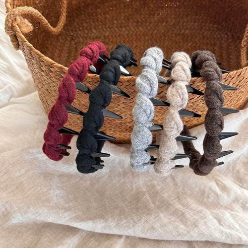 秋冬毛线缠绕带齿防滑发箍女新款高颅顶头箍时尚洋气发卡发饰