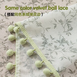 田园清新绿色印花纱客厅卧室窗帘飘窗纱帘厨房半帘门帘小窗户短帘