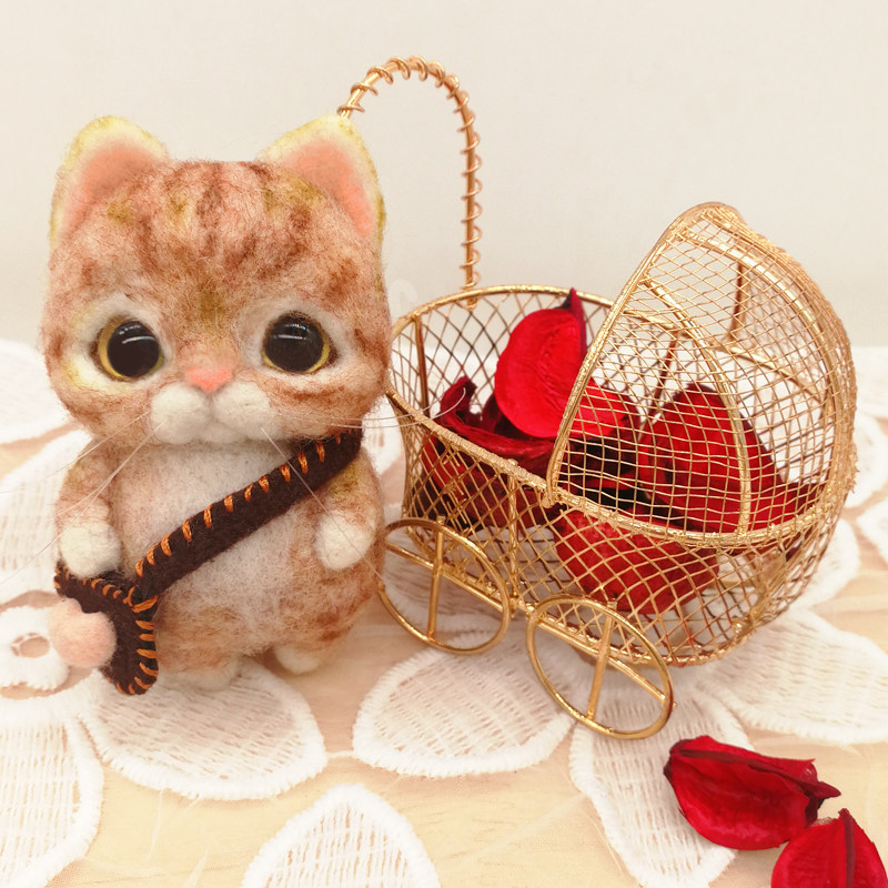 打发时间手工品 猫咪羊毛毡搓戳戳乐 英短材料包diy 制作公仔玩偶