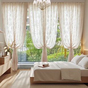 精选2025新款幻影纱窗帘透光不透人客厅卧室飘窗阳台简约遮阳隔热