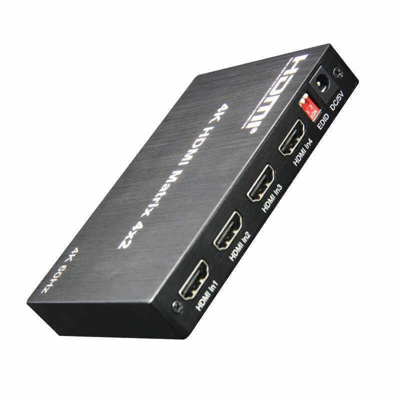 HDMI2.0矩阵4X2切换视频四进二出4进2出高清切换器音频分离4K60HZ