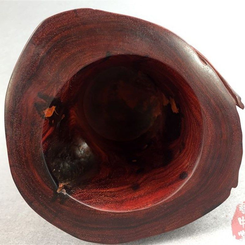 艺中堂印度小叶紫檀木料笔筒办公室桌面红木工艺品木雕摆件家居件