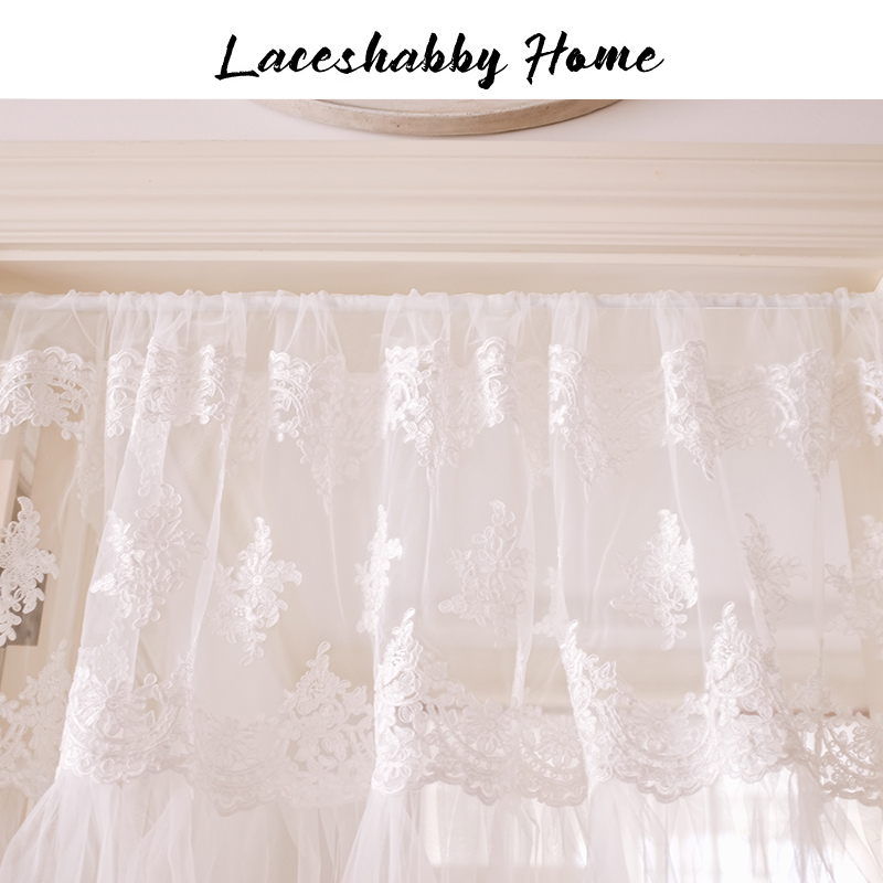LACESHABBY新款轻奢复古浮雕绣花蕾丝百褶小清新窗纱半帘门帘窗帘