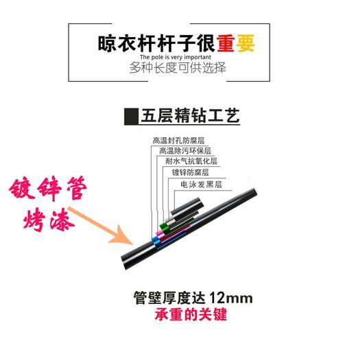 晾衣杆阳台固定式飘窗晒衣架墙上壁挂卫生间侧装免打孔家用挂衣架