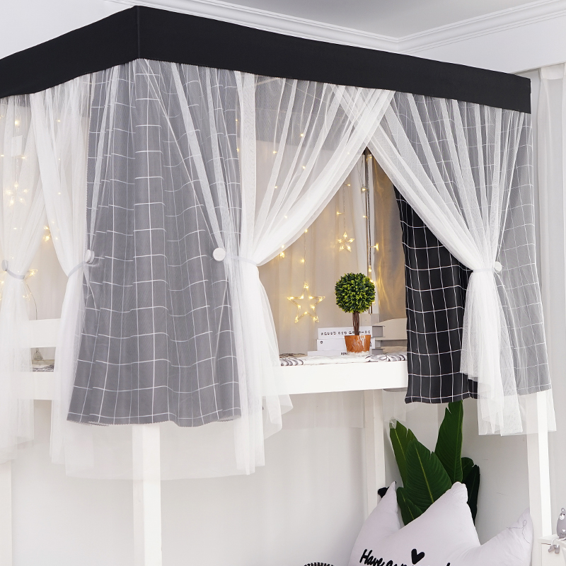 床帐一体蚊帐加厚加密一体式带支架防尘床帘女生X少女宿舍寝室