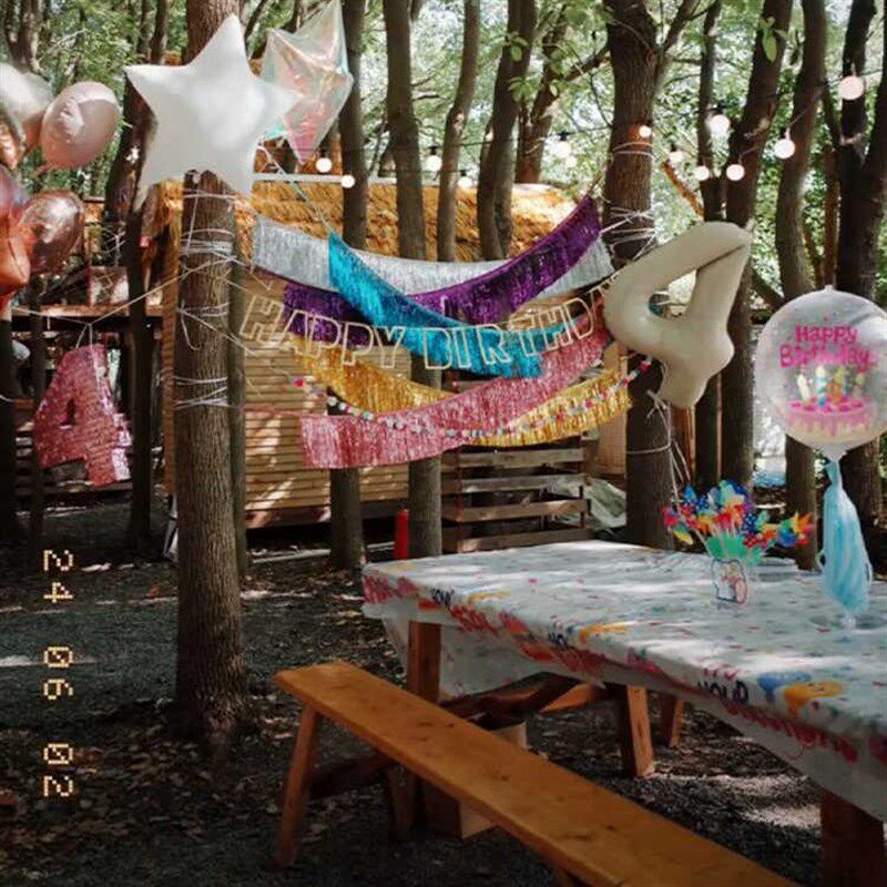 彩色流苏生日拉旗ins网红波波球生日快乐4D气球派对场景布置装饰