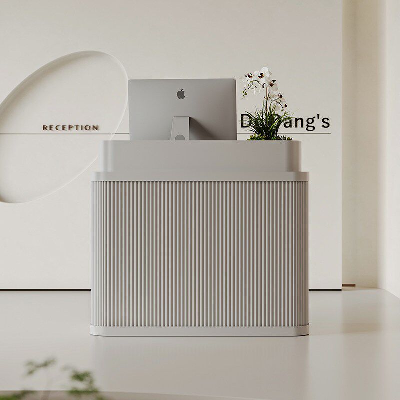 酒店奶油风收银迎宾台桌简约小型引导吧台美容院前台桌接待咨询台