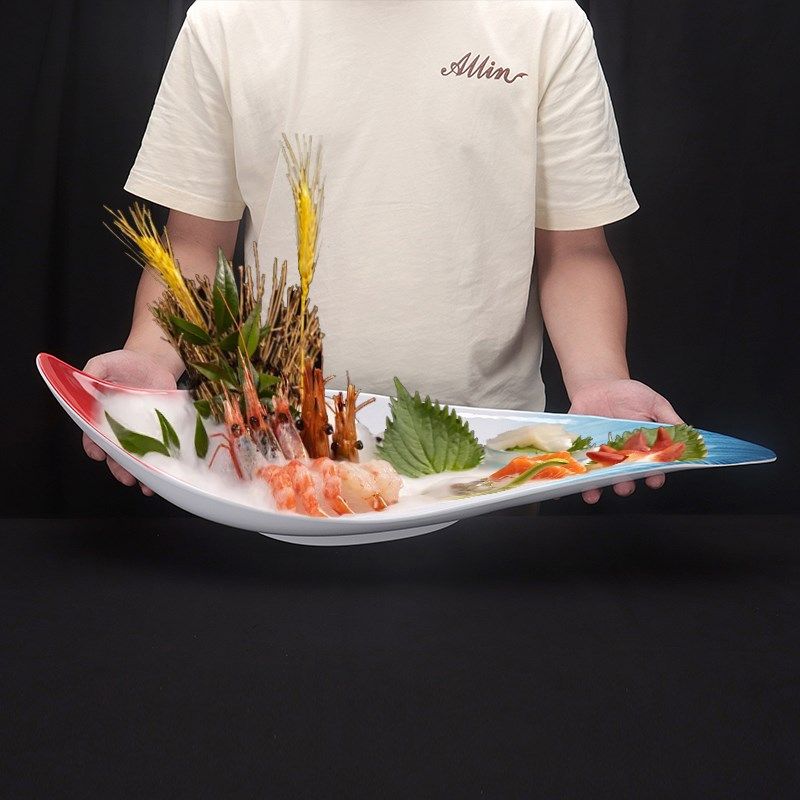 海鲜刺身三文鱼拼盘密胺商用冰镇龙虾干冰盘日料餐厅鱼生摆盘餐具,餐饮具,盘,淘宝优惠券,粉丝福利购,淘宝优惠卷