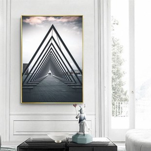 现代建筑玄关装饰画艺术长廊空间延伸壁画样板间酒店床头背景挂画