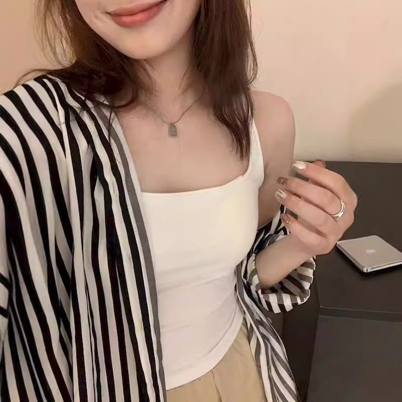 不退不换性感吊带背心女显瘦固定胸垫甜辣百搭韩版修身美背打底衫