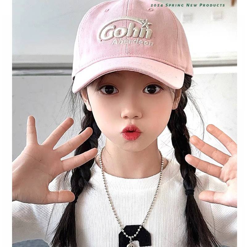 儿小童假帽子球一体新款麻辫花发遮TWT阳帽时尚百假显搭发舌脸鸭