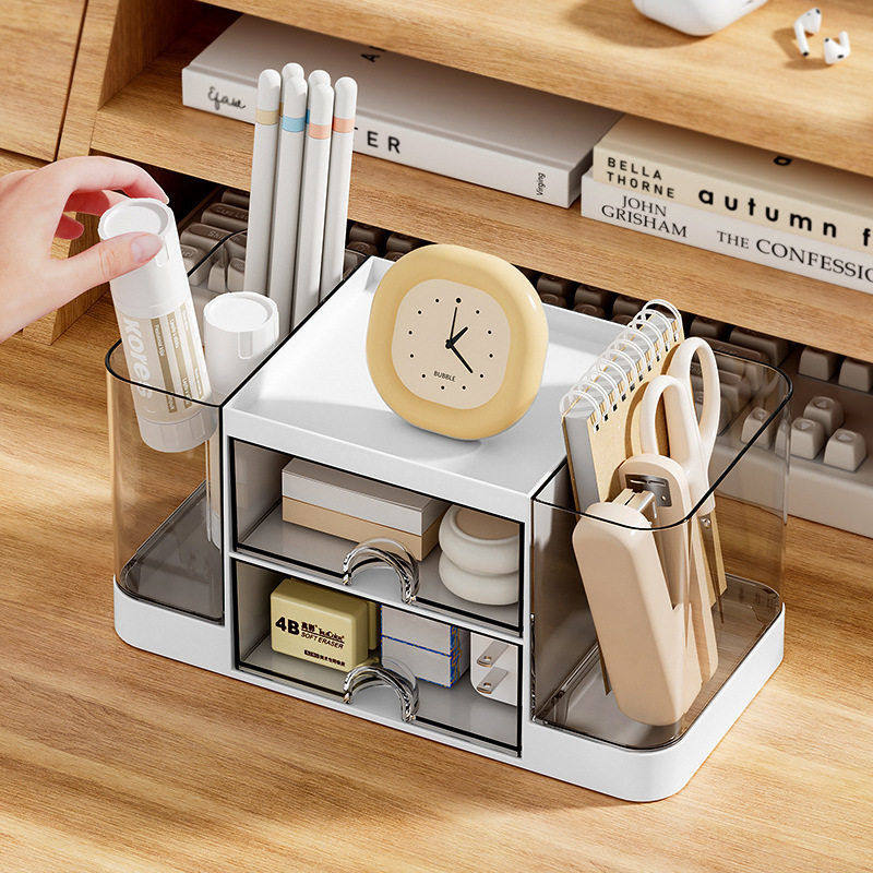 跨境笔筒收纳盒抽屉式收纳桶桌面收纳盒透明公桌分格铅笔文具,收纳整理,首饰盒,淘宝优惠券,粉丝福利购,淘宝优惠卷