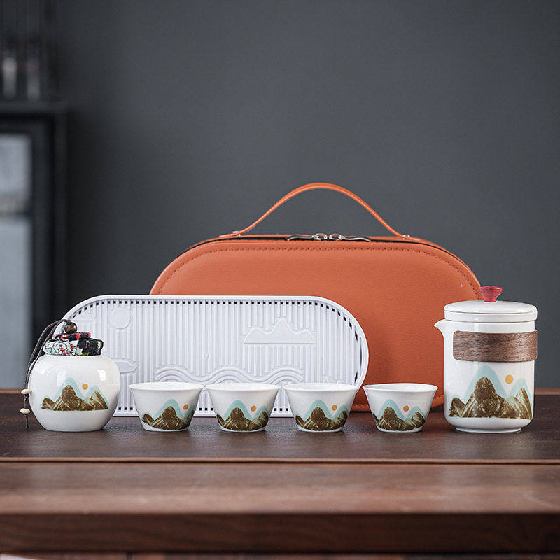 国风青山茶壶套装礼品便携手抓壶收纳包一壶四杯定制年会礼品纪念,餐饮具,旅行茶具,淘宝优惠券,粉丝福利购,淘宝优惠卷
