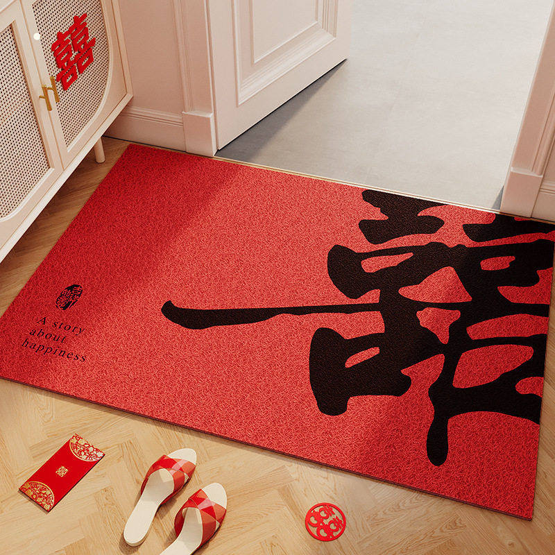 结婚入户门地垫家用刮泥蹭土脚垫喜庆红色丝圈地垫耐脏耐磨进门垫,居家布艺,家用脚垫,淘宝优惠券,粉丝福利购,淘宝优惠卷