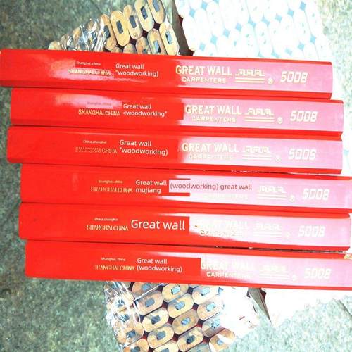 长城牌平面木工铅笔加宽方形黑色厚芯八角形木工铅笔