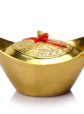 开盖铜元宝摆件铜元宝铜元宝开盖聚宝盆摆件客厅办公室工艺礼品摆