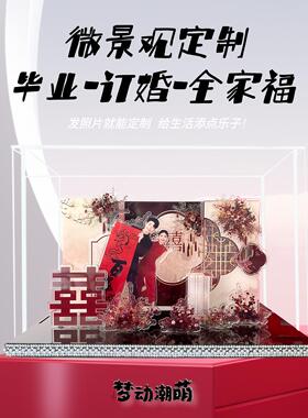 订婚结婚礼物压克力微景观定制手工DIY送闺蜜新娘摆件