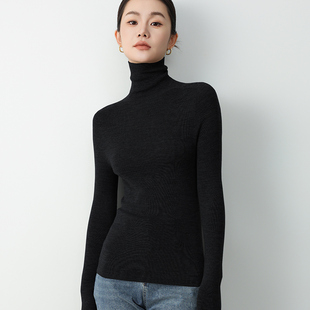 秋冬加厚高领扬子纱针织衫女高级感堆堆领打底毛衣紧身内搭上衣