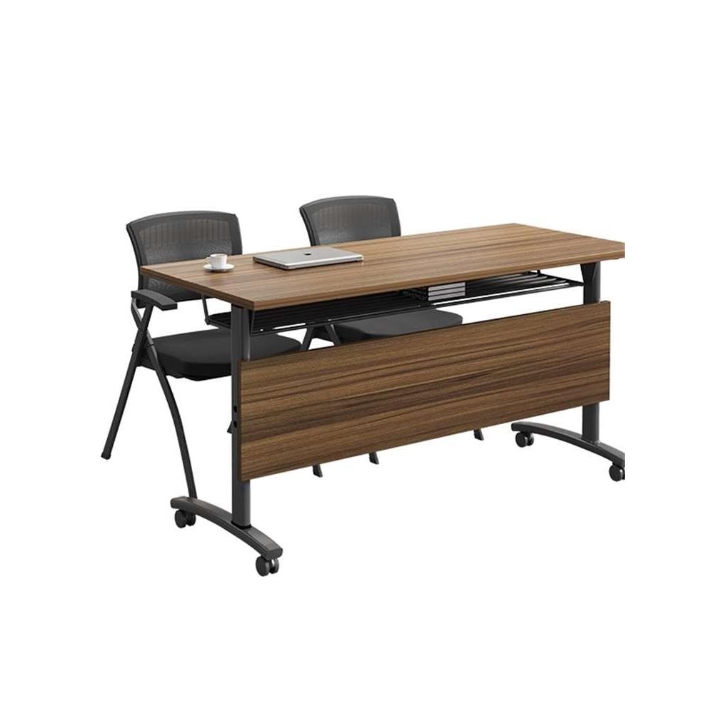 侧翻培训桌椅组合可折叠会议桌长条桌带轮移动拼接学习桌实木简易