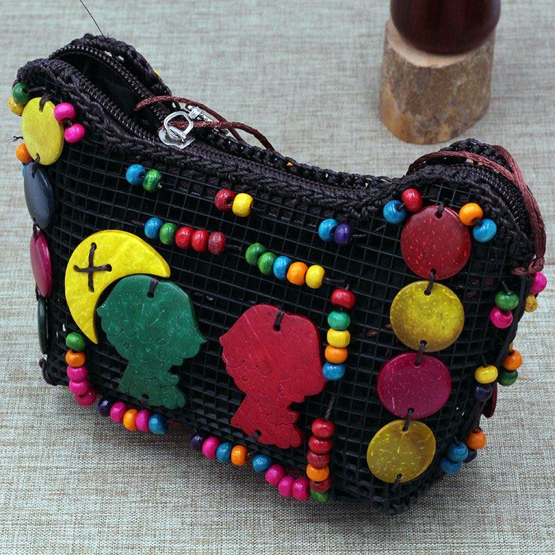 椰壳元宝包 编织手工艺零钱包 女生斜挎包女小号饰品小包礼品包邮