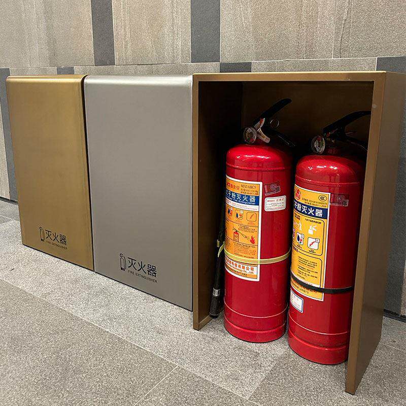 新款不锈钢三面包U型灭火器箱4KG5KG2只装酒店商场消火器收纳箱
