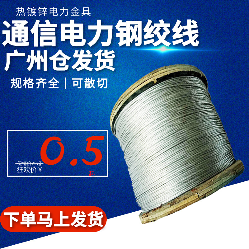 。电线杆拉线钢丝绳热镀锌钢绞线架空铁塔防雷引电接地线养殖菜搭