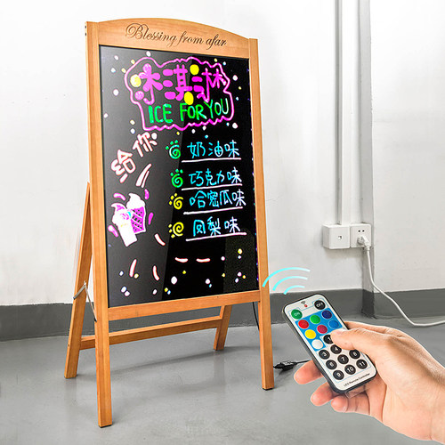 LED电子荧光板广告板发光板广告牌小黑板手写板木质萤光板夜市摆