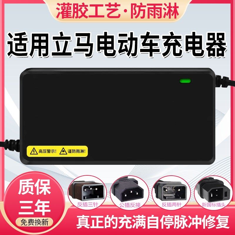 适用立马电动车充电器48V12AH60V20AH72伏防水铅酸石墨烯快充通用