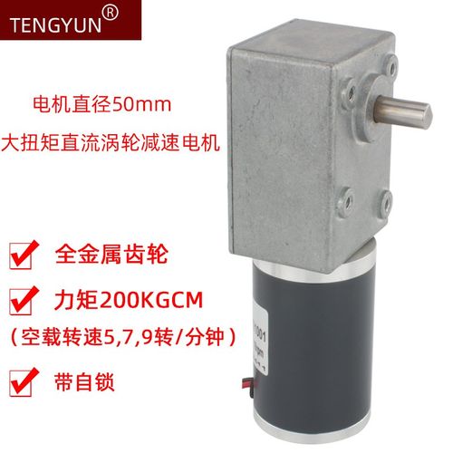 直流12V24V涡轮蜗杆减速电机TYWL50FW大扭矩带自锁低转速双出轴